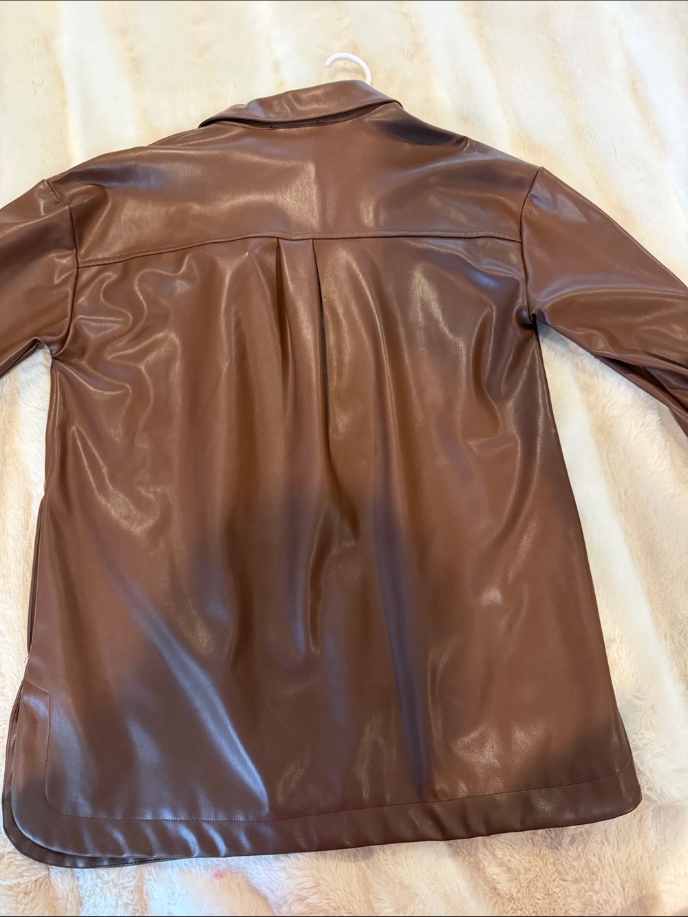 Rachel Zoe Brown Faux Leather Button-Up Jacket - Picture 3 of 4